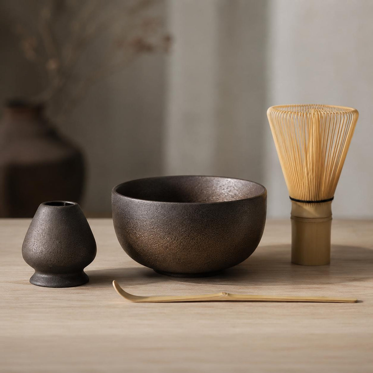 480 ml ceramic matcha set, 12.2 cm wide with bamboo whisk