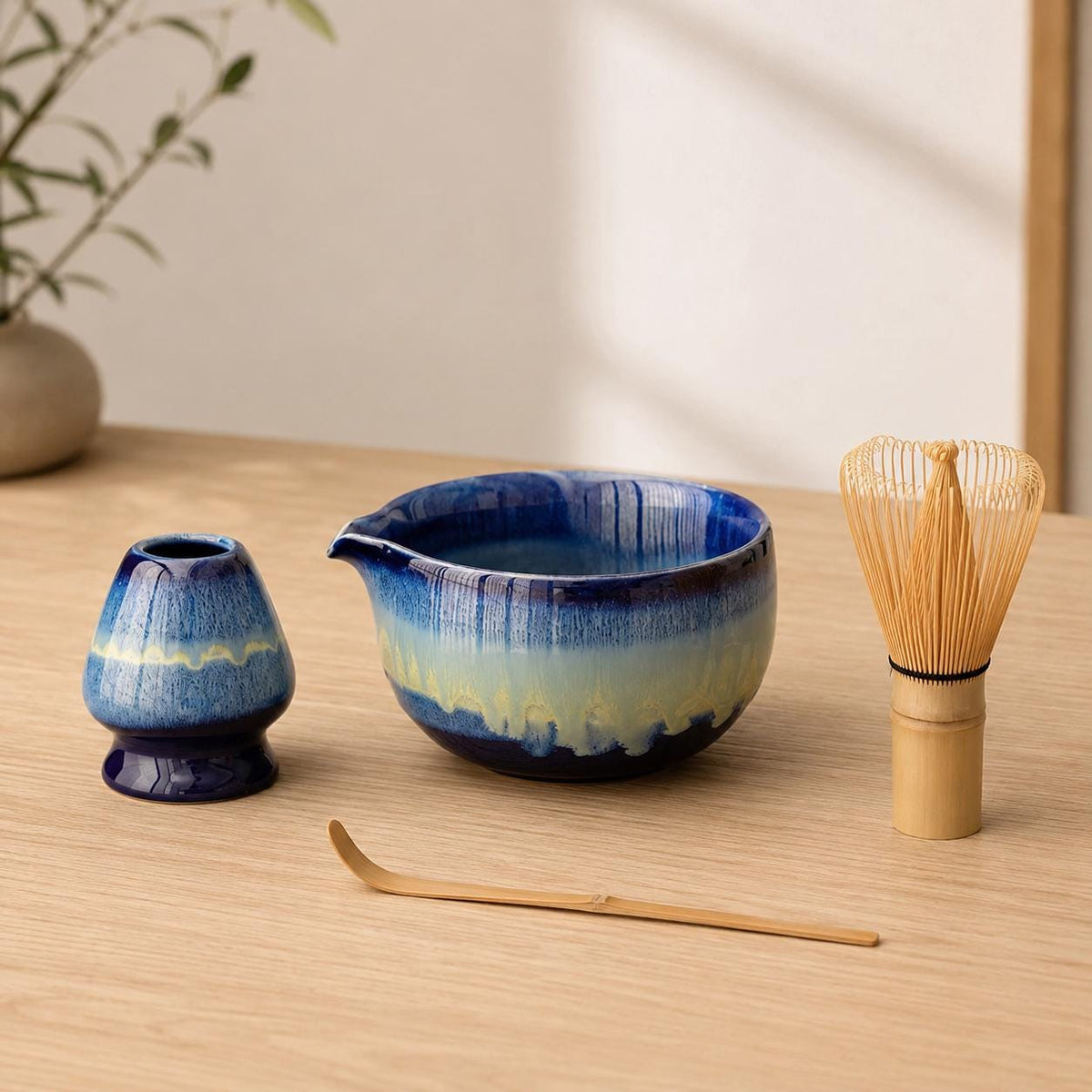 Matcha Set – Blue Mountain Pattern