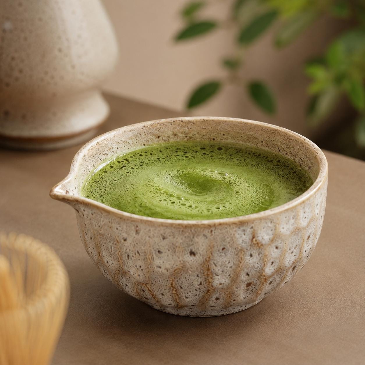Ceramic Matcha Bowl Set - Gentle and Neutral Matcha Tea Set for Peaceful Interiors