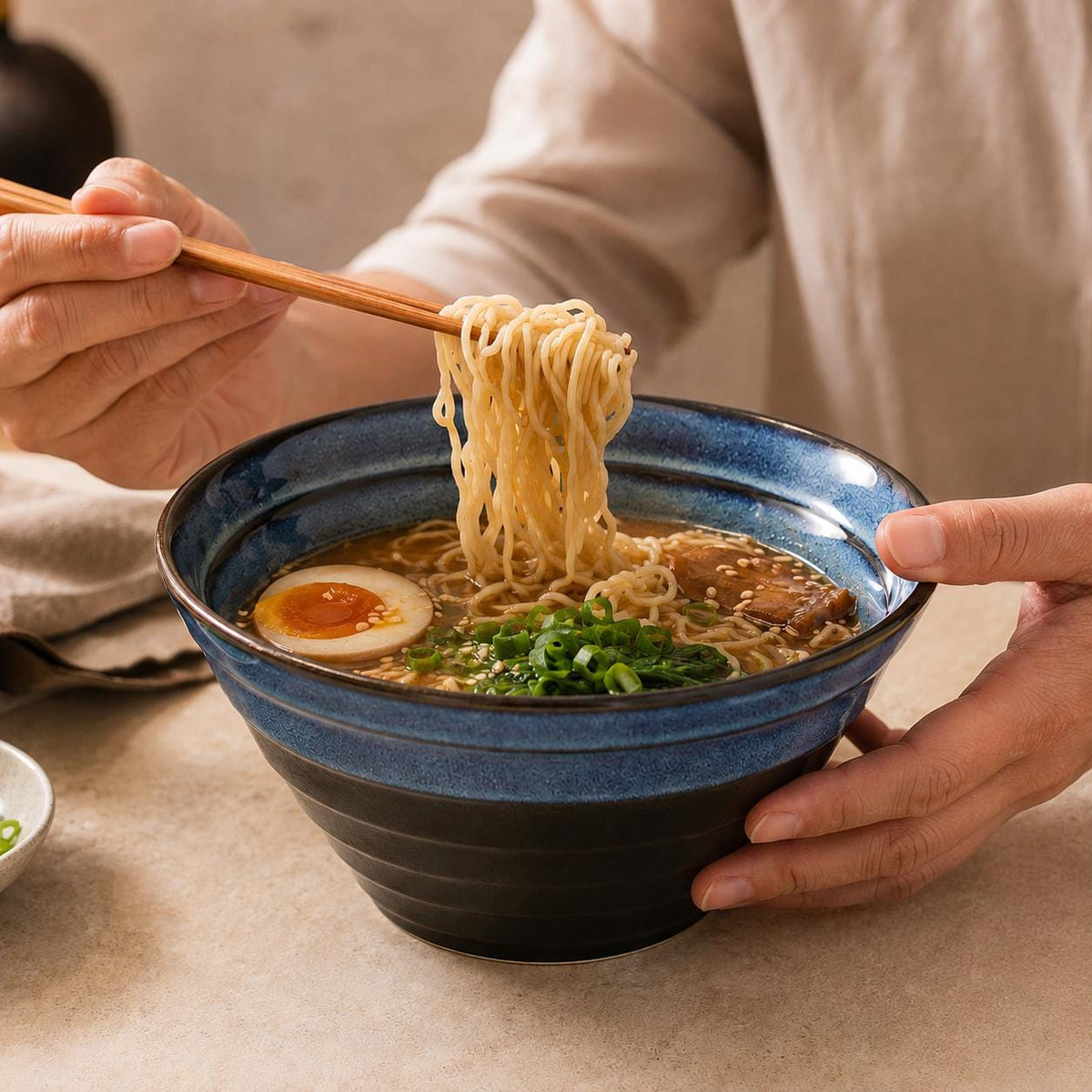 Ramen Bowl – Blue Striped