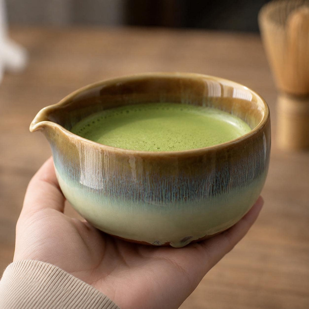 Set à matcha bleu et crème