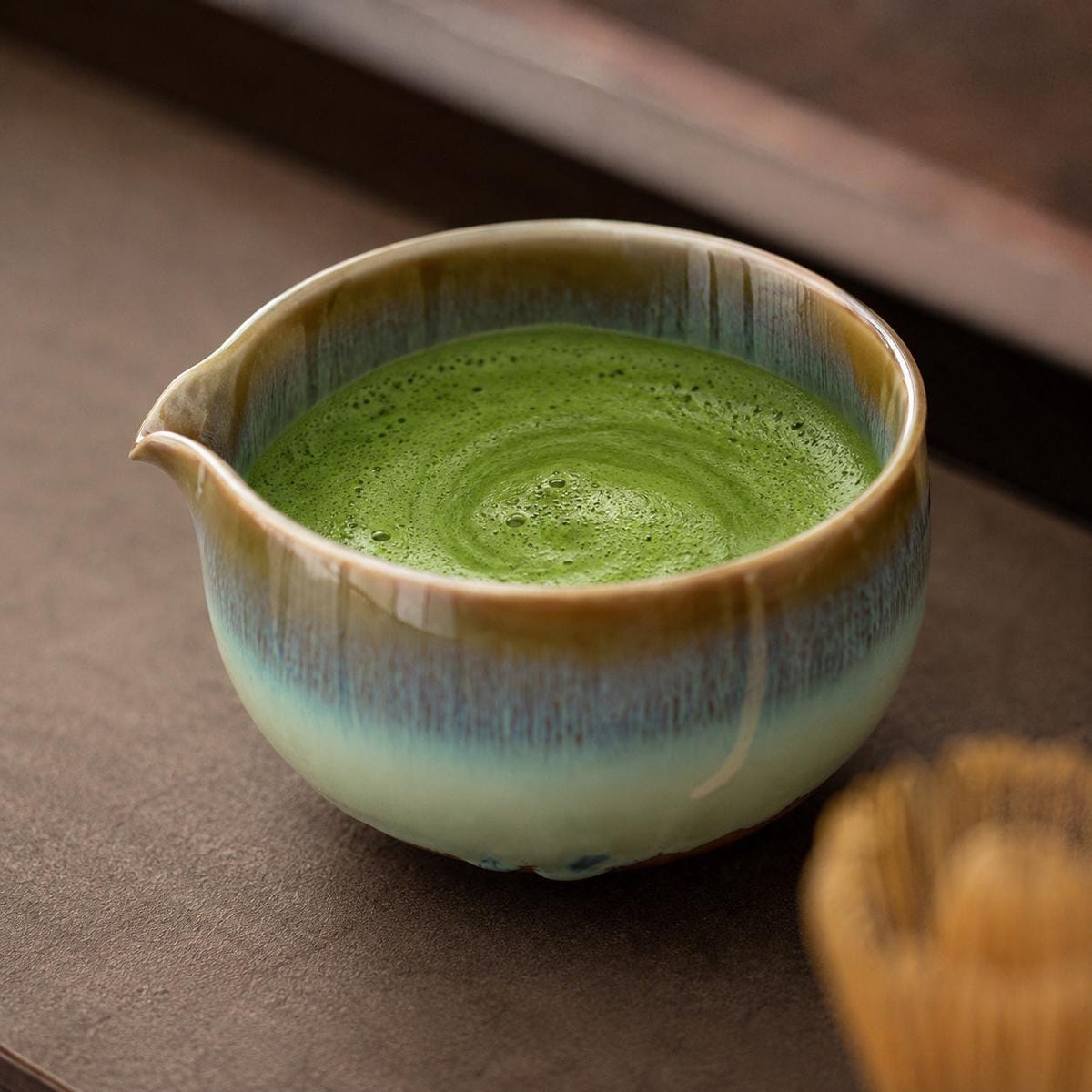 Set à matcha bleu et crème