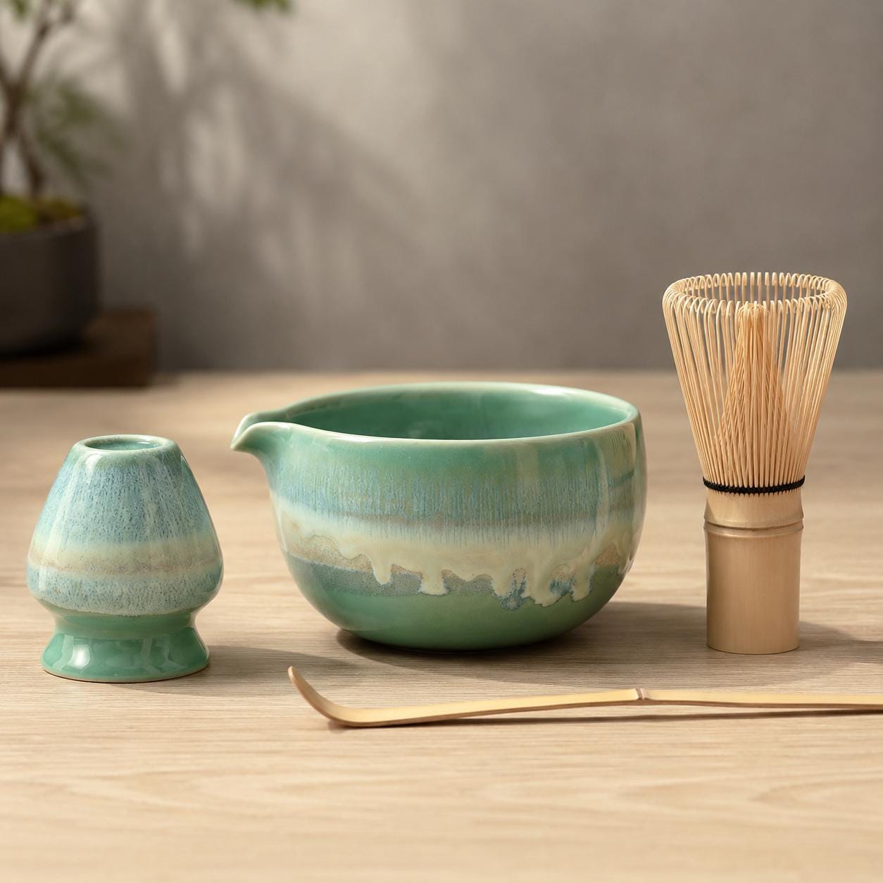 Ceramic Matcha Bowl Set - Contemporary Tea Set for Soft and Minimalist Interiors
