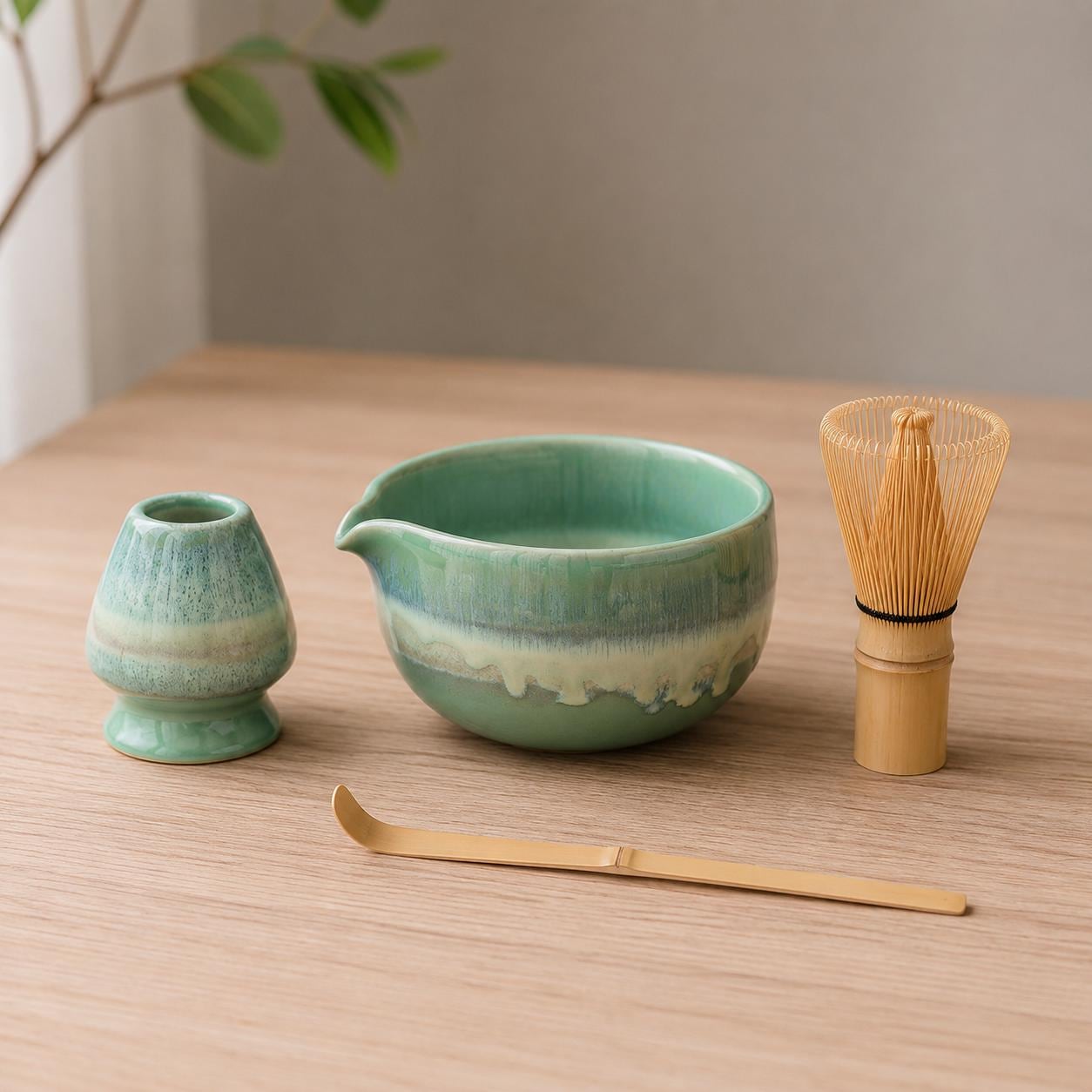 Ceramic Matcha Bowl Set - Contemporary Tea Set for Soft and Minimalist Interiors