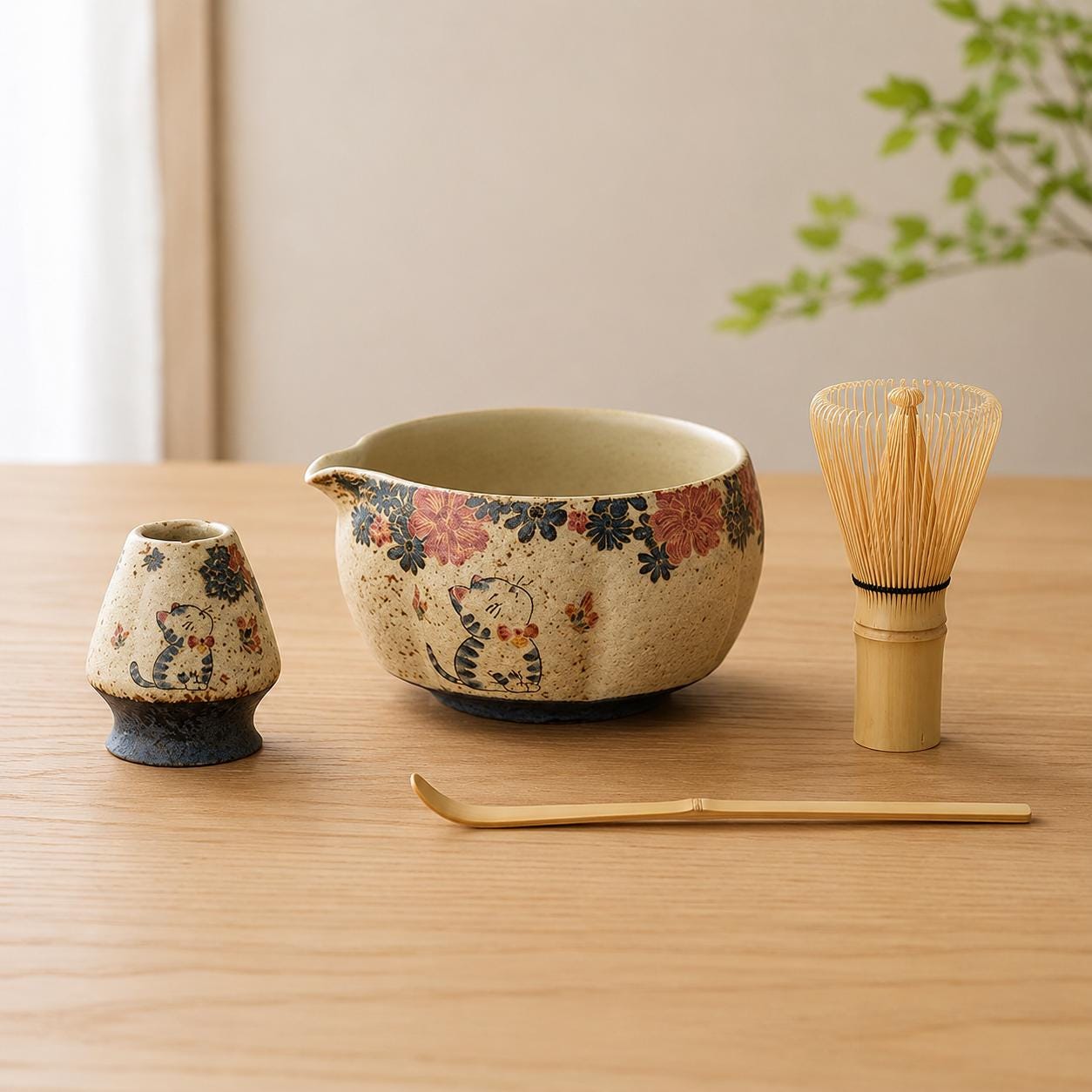 Ensemble de bols à matcha en céramique - Kit de thé minimal pour des moments de matcha tranquilles