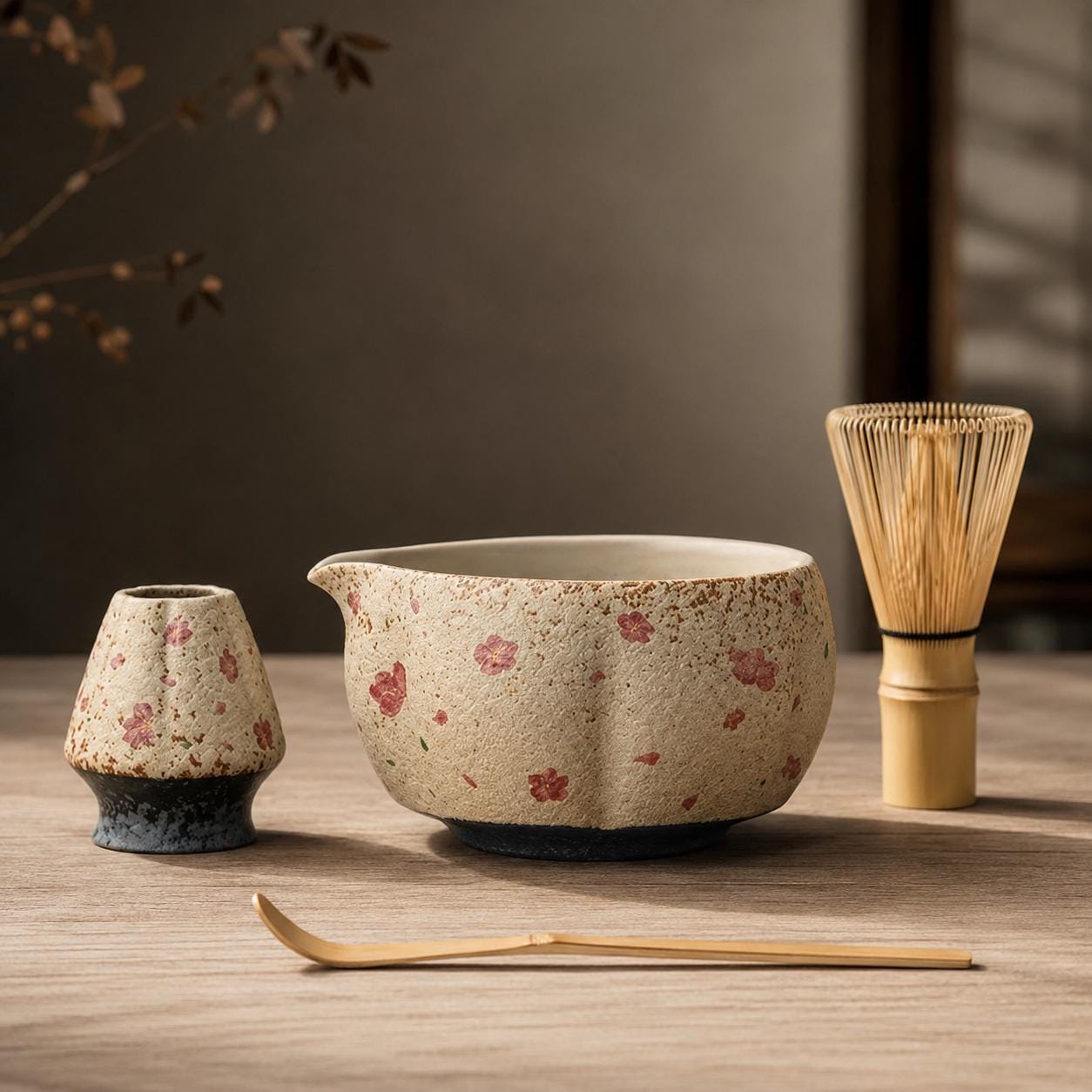 Ensemble de bols à matcha en céramique - Ensemble à matcha d'inspiration artisanale pour une atmosphère chaleureuse de thé