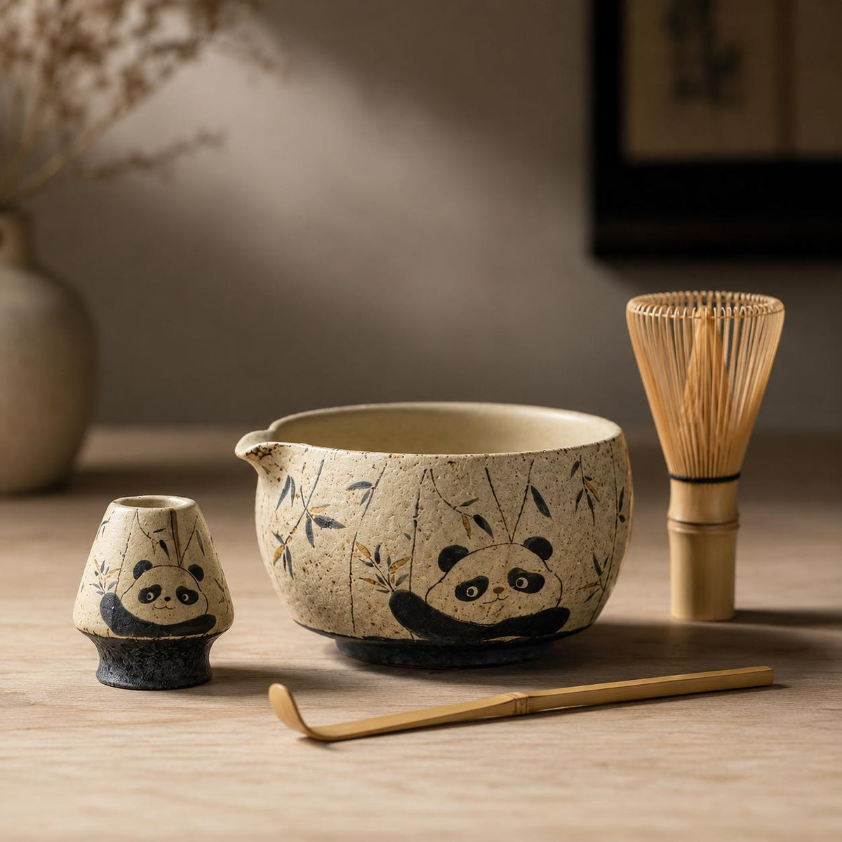 Ensemble à matcha en céramique de 600 ml, diamètre 12,7 cm avec fouet en bambou