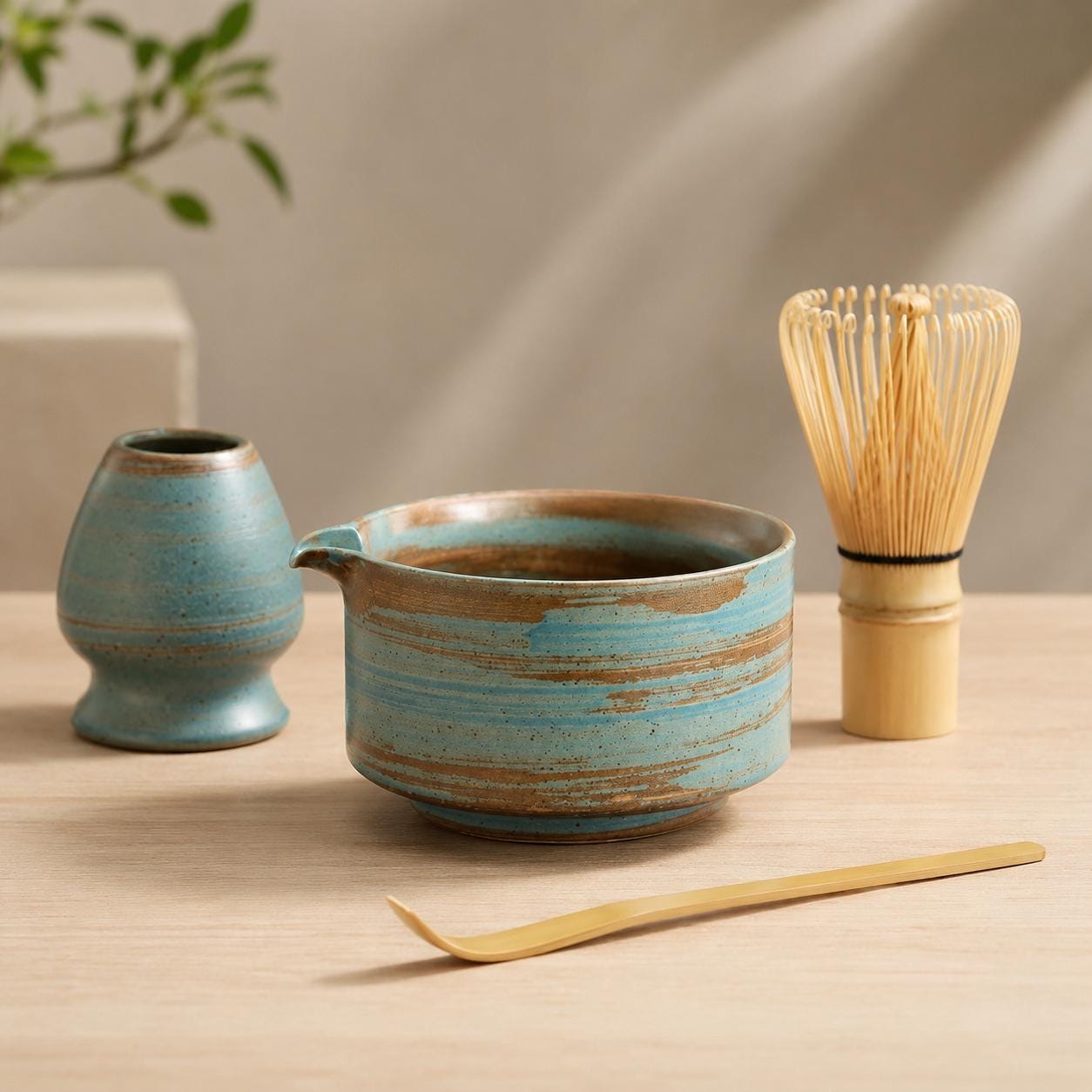 Ensemble de bols à matcha en céramique - Service à thé japonais esthétique pour une préparation en pleine conscience
