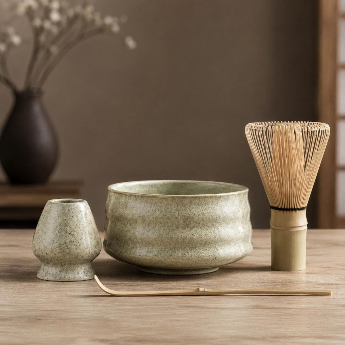 Ensemble à matcha en céramique de 600 ml, diamètre 13 cm avec fouet en bambou