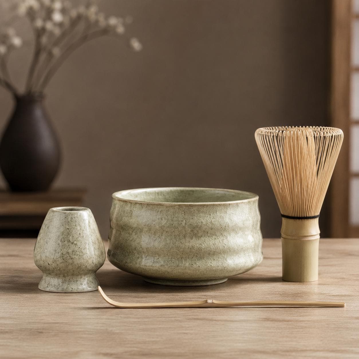 Ensemble de bols à matcha en céramique - Kit de thé Japandi moderne pour des moments de thé confortables