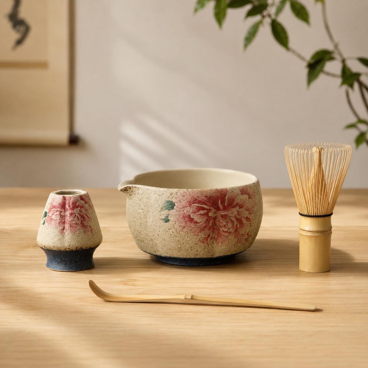 Ceramic Matcha Bowl Set - Modern Japanese Tea Ceremony for Mindful Daily Use