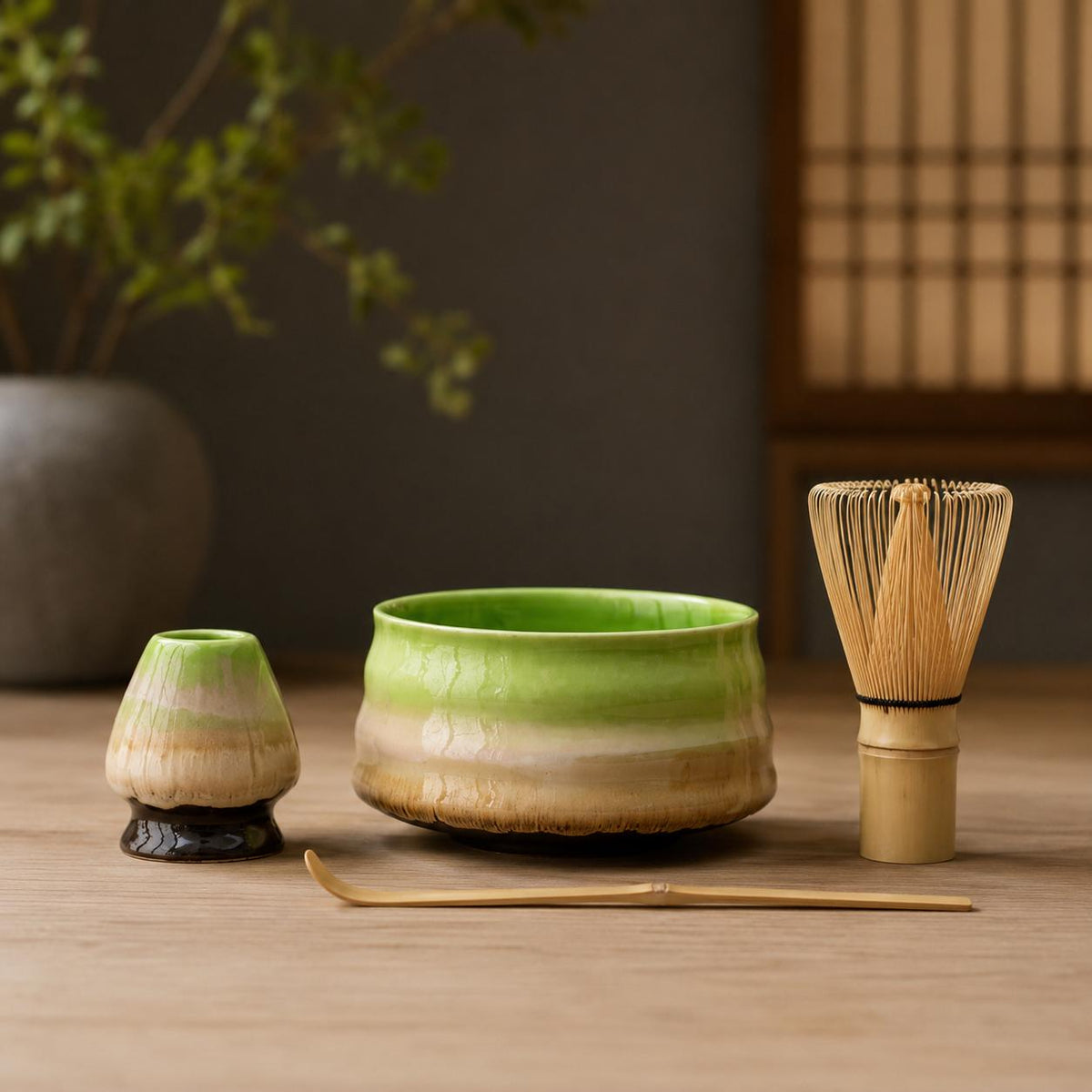 Ensemble à matcha en céramique de 600 ml, diamètre 12,7 cm avec fouet en bambou