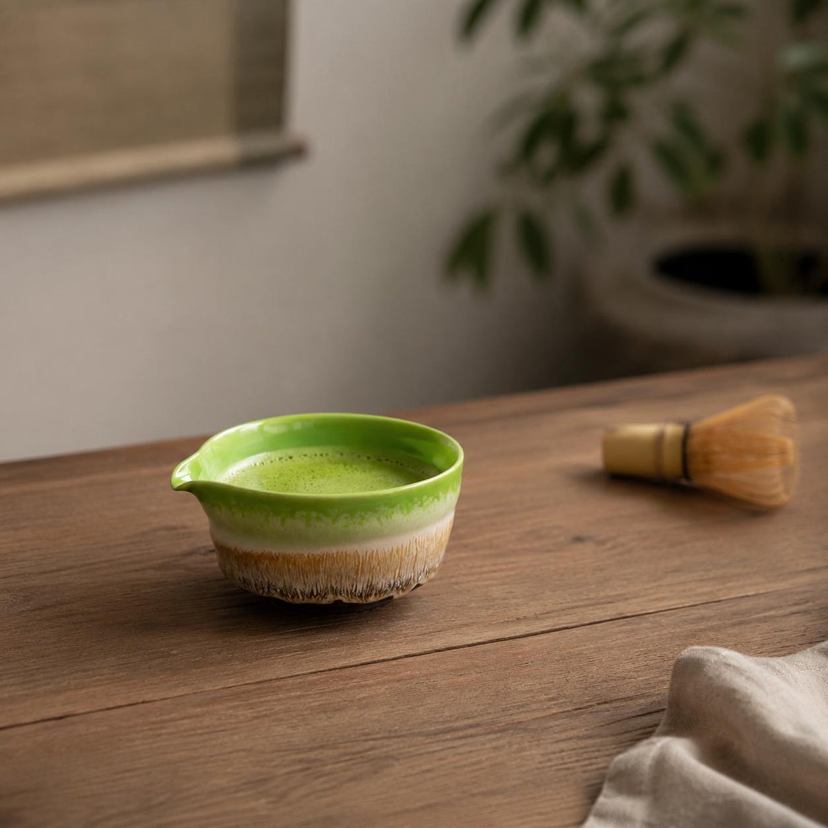 Set à matcha vert vif et brun