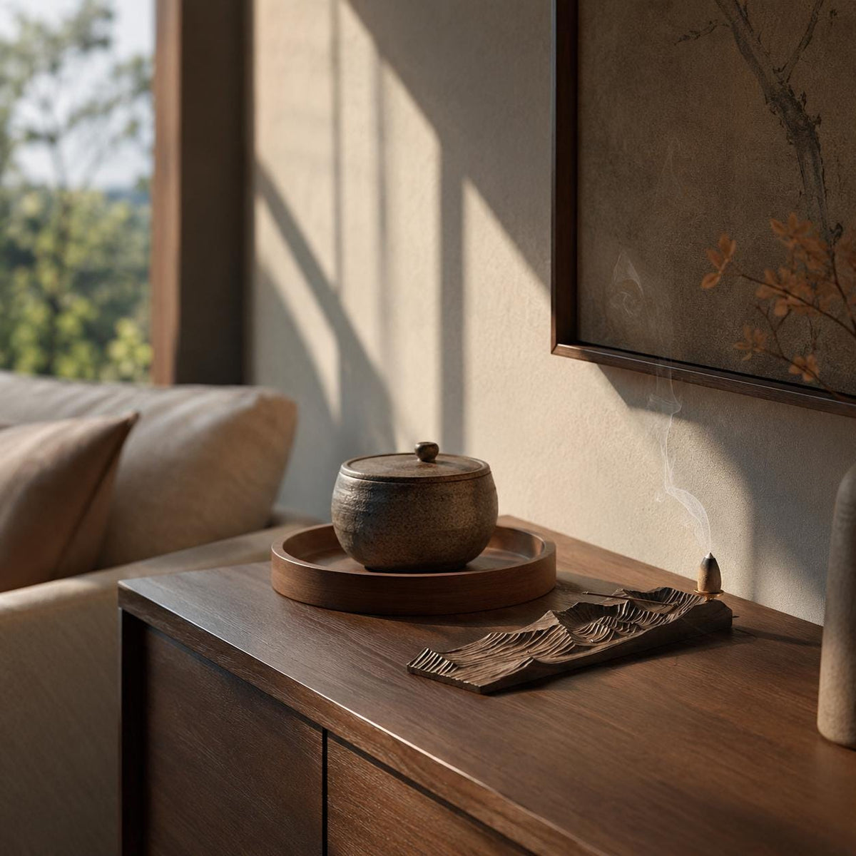 Backflow Incense Burner – Walnut Feather