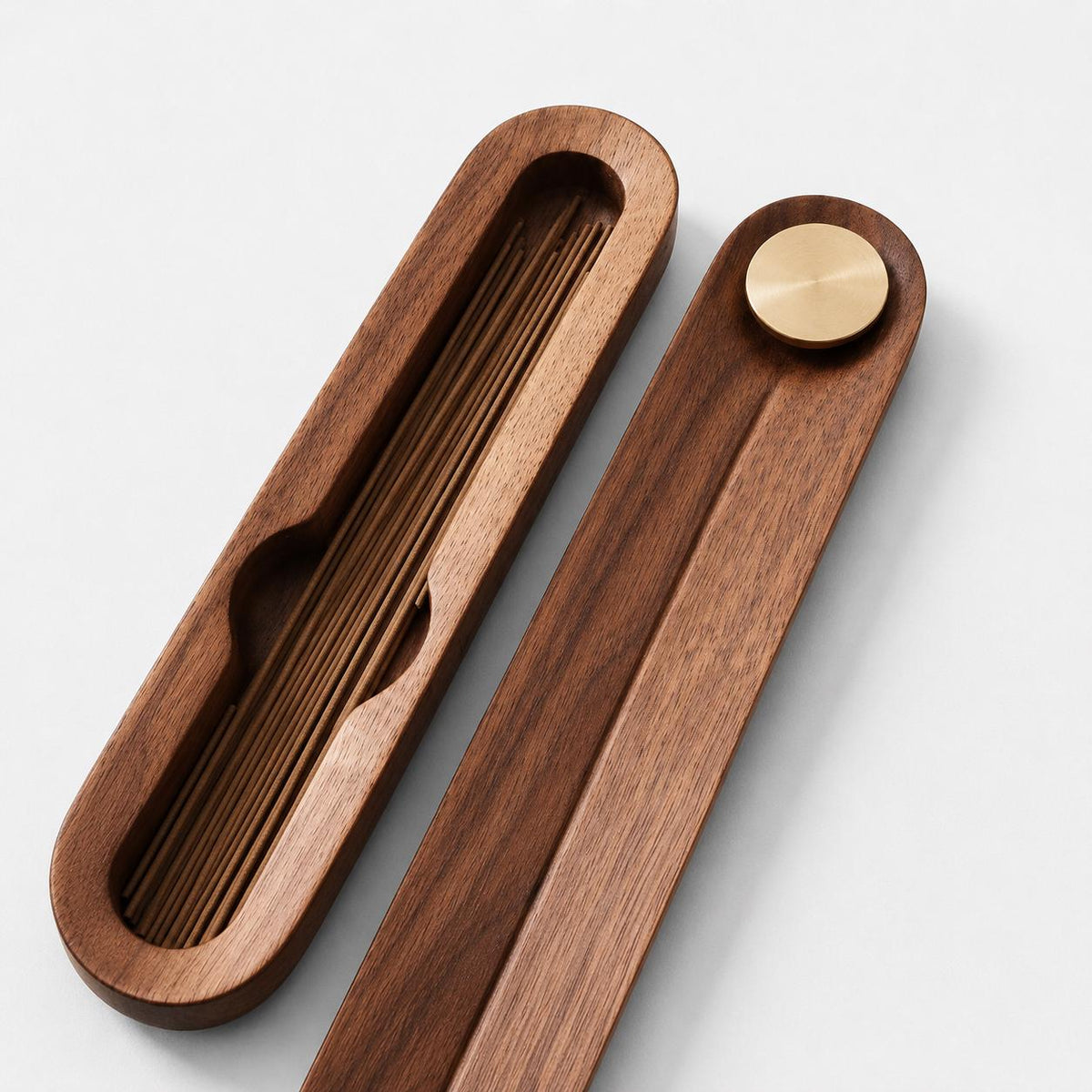 Walnut and Brass Incense Holder
