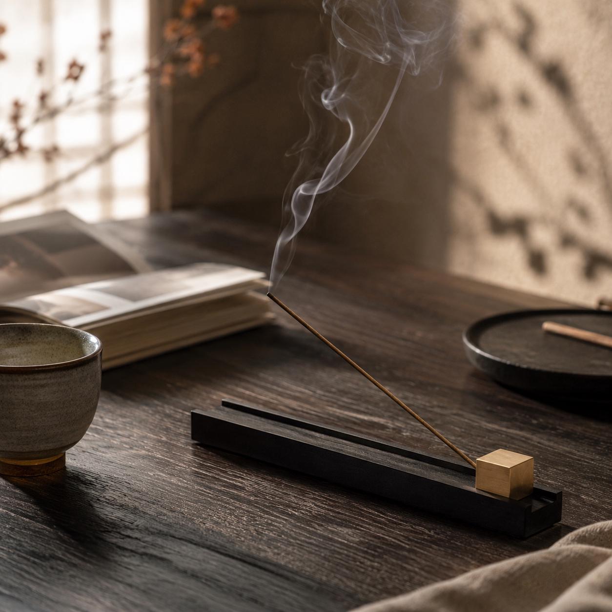 Zen Blackwood Incense Holder - Wabi Sabi Incense Burner