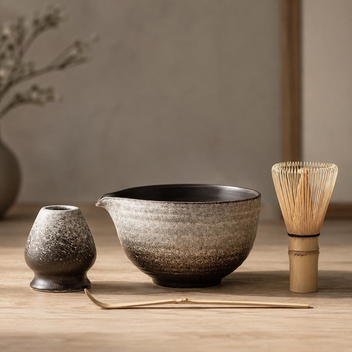 Ensemble à matcha en céramique de 600 ml, diamètre 12,7 cm avec fouet en bambou
