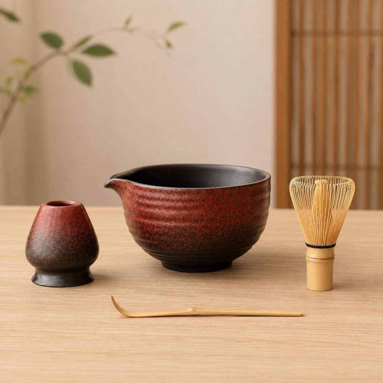 Ensemble de bols à matcha en céramique - Kit de thé en grès naturel pour des moments de matcha en pleine conscience