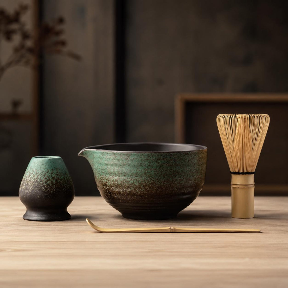 Ensemble à matcha en céramique de 600 ml, diamètre 12,7 cm avec fouet en bambou