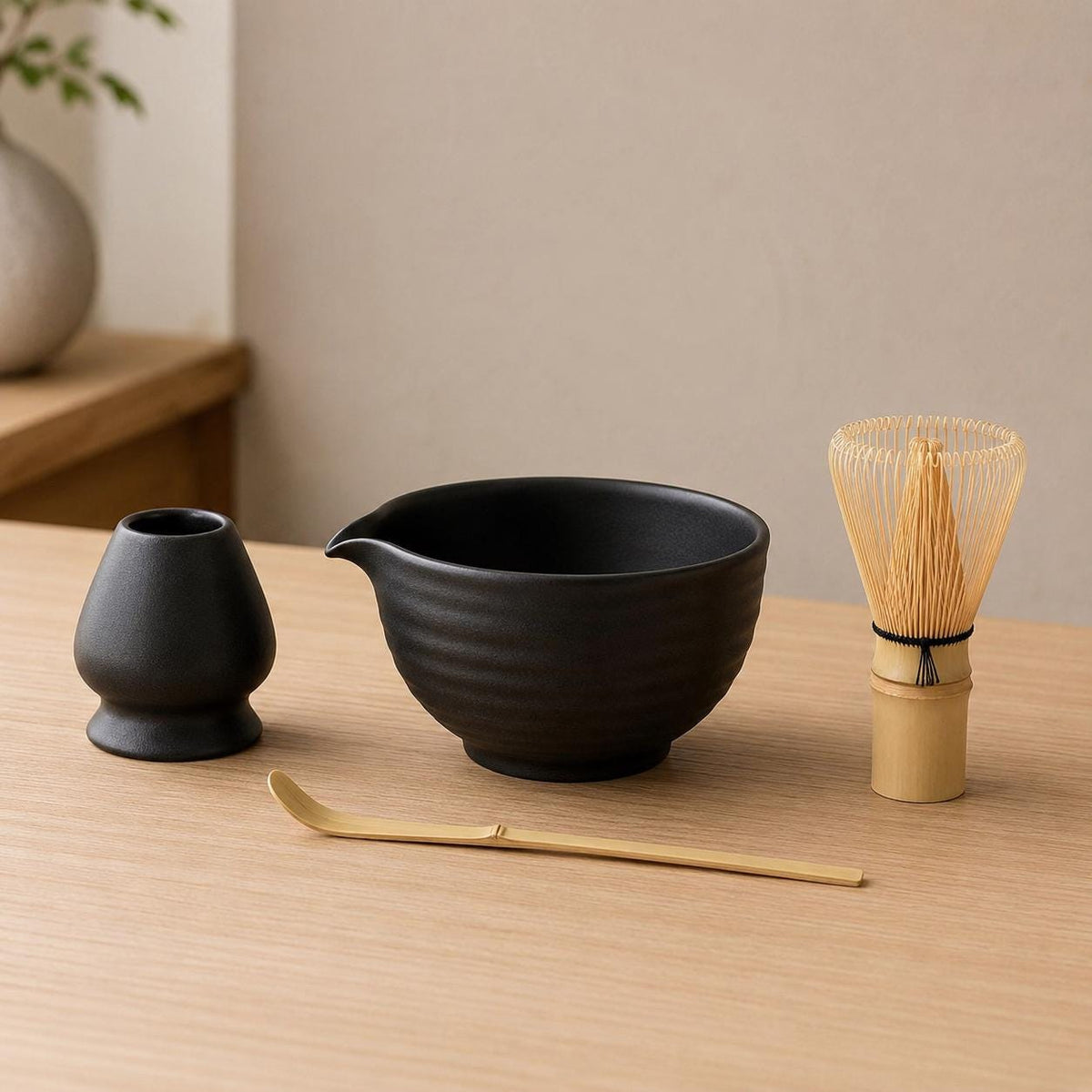 Set à matcha noir strié