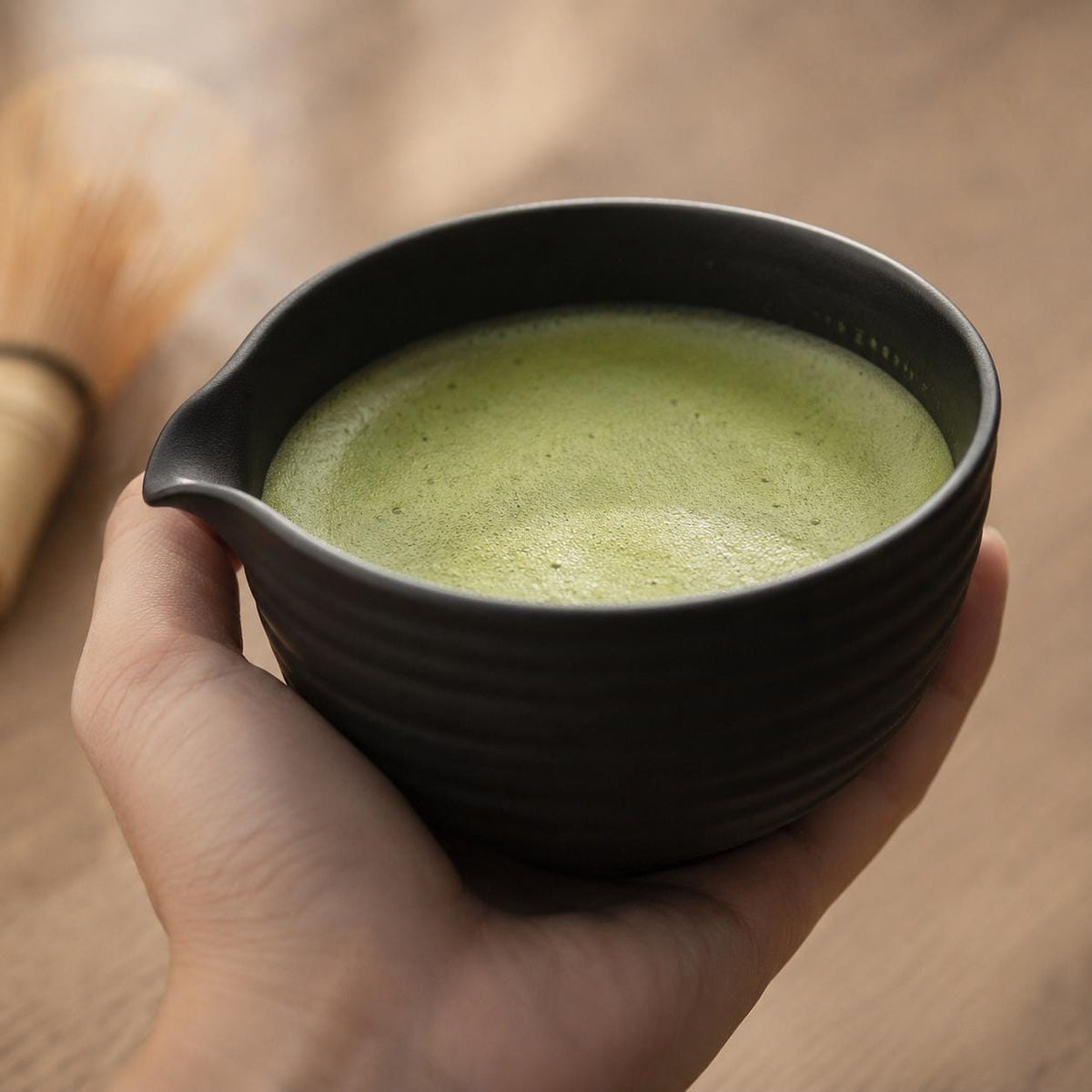 Set à matcha noir strié