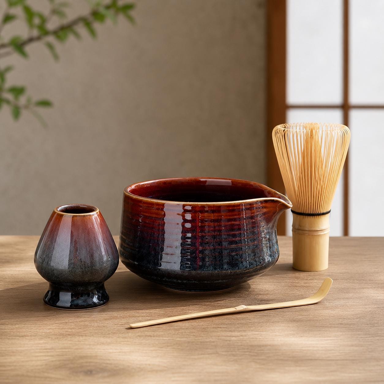 Ensemble de bols à matcha en céramique - Kit de thé inspiré de Japandi pour une vie intentionnelle
