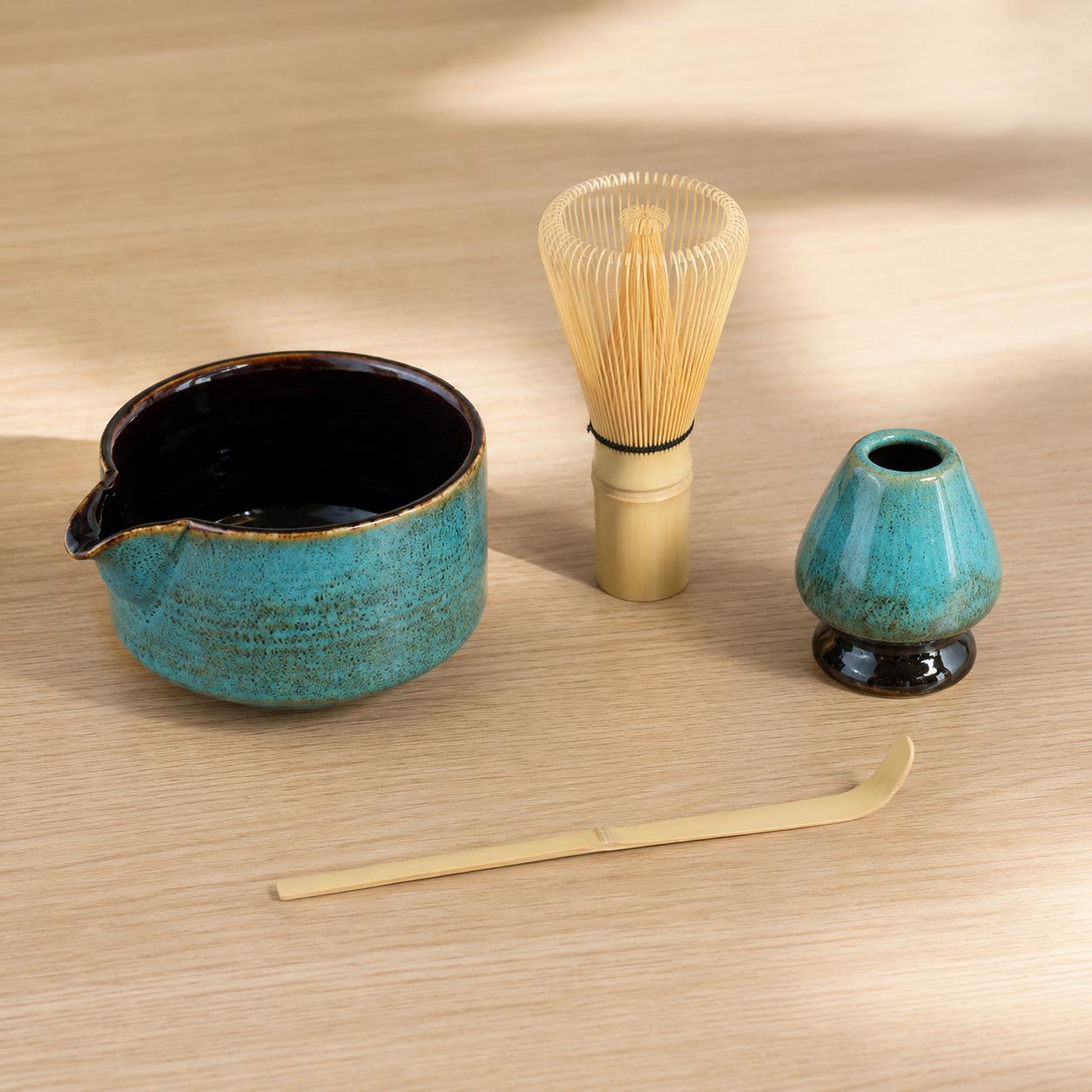 Ceramic Matcha Bowl Set - Minimalist Stoneware Matcha Set for Cozy Tea Rituals