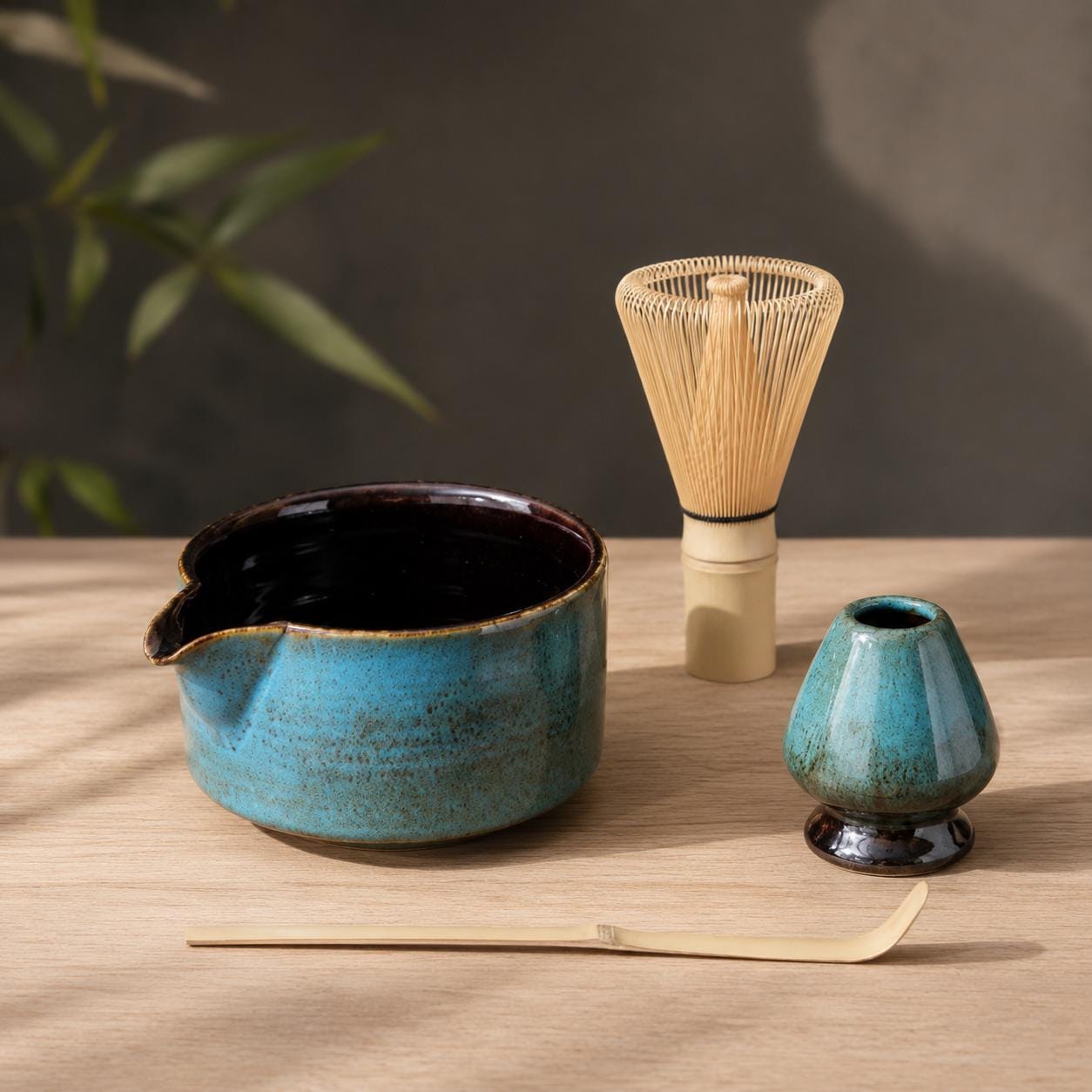 Ceramic Matcha Bowl Set - Minimalist Stoneware Matcha Set for Cozy Tea Rituals