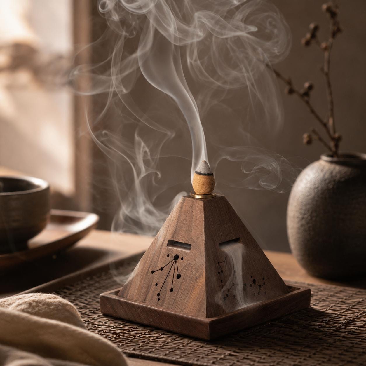 Porte-encens Zen - Brûle-encens pyramide Wabi Sabi