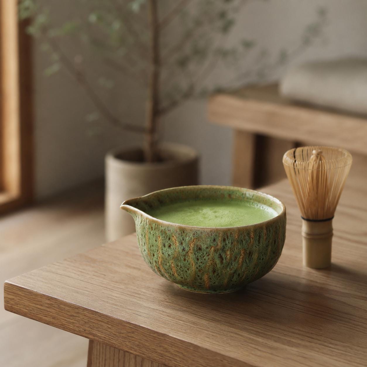 Ensemble de bols à matcha en céramique - Service à thé japonais en grès pour des rituels quotidiens doux