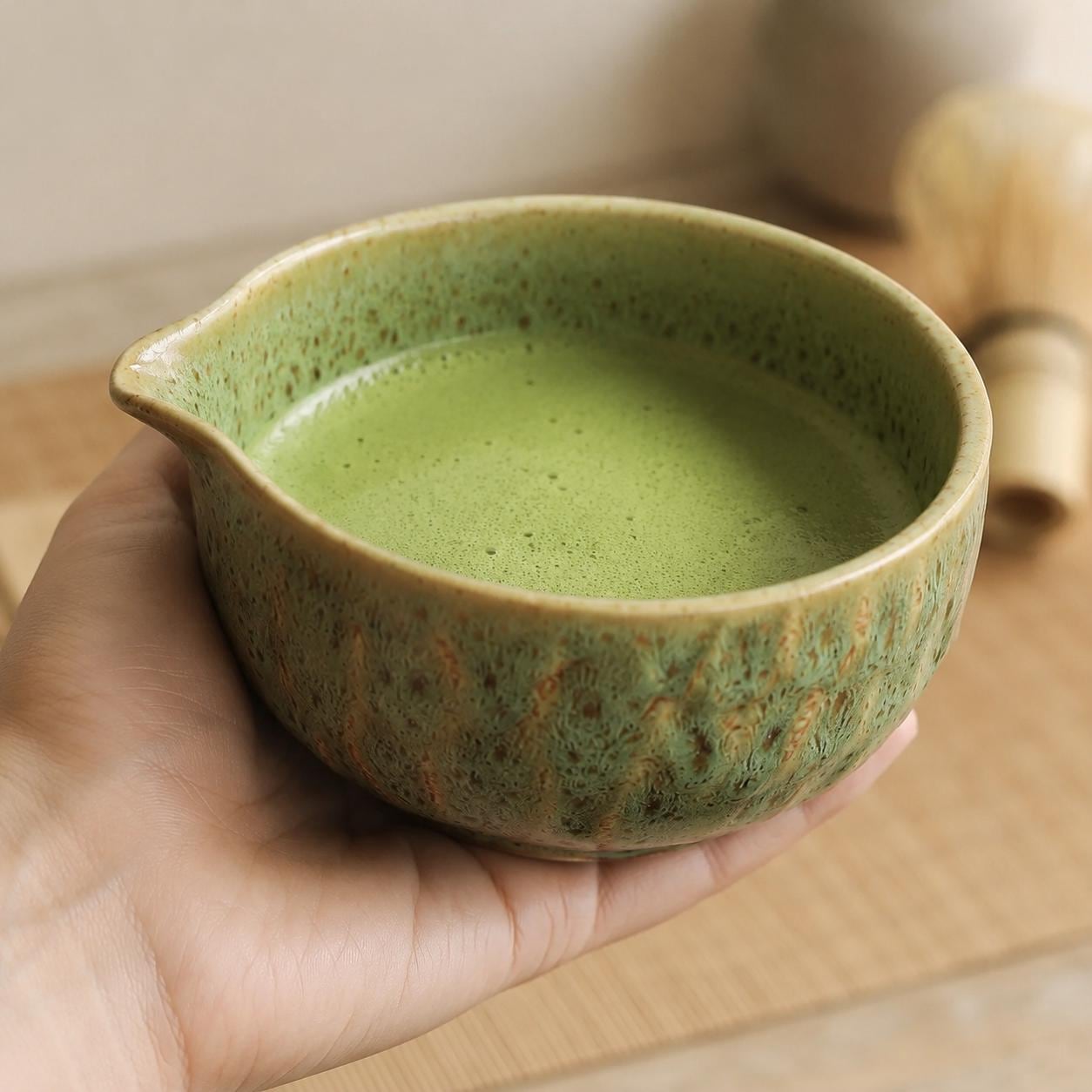 Ensemble de bols à matcha en céramique - Service à thé japonais en grès pour des rituels quotidiens doux