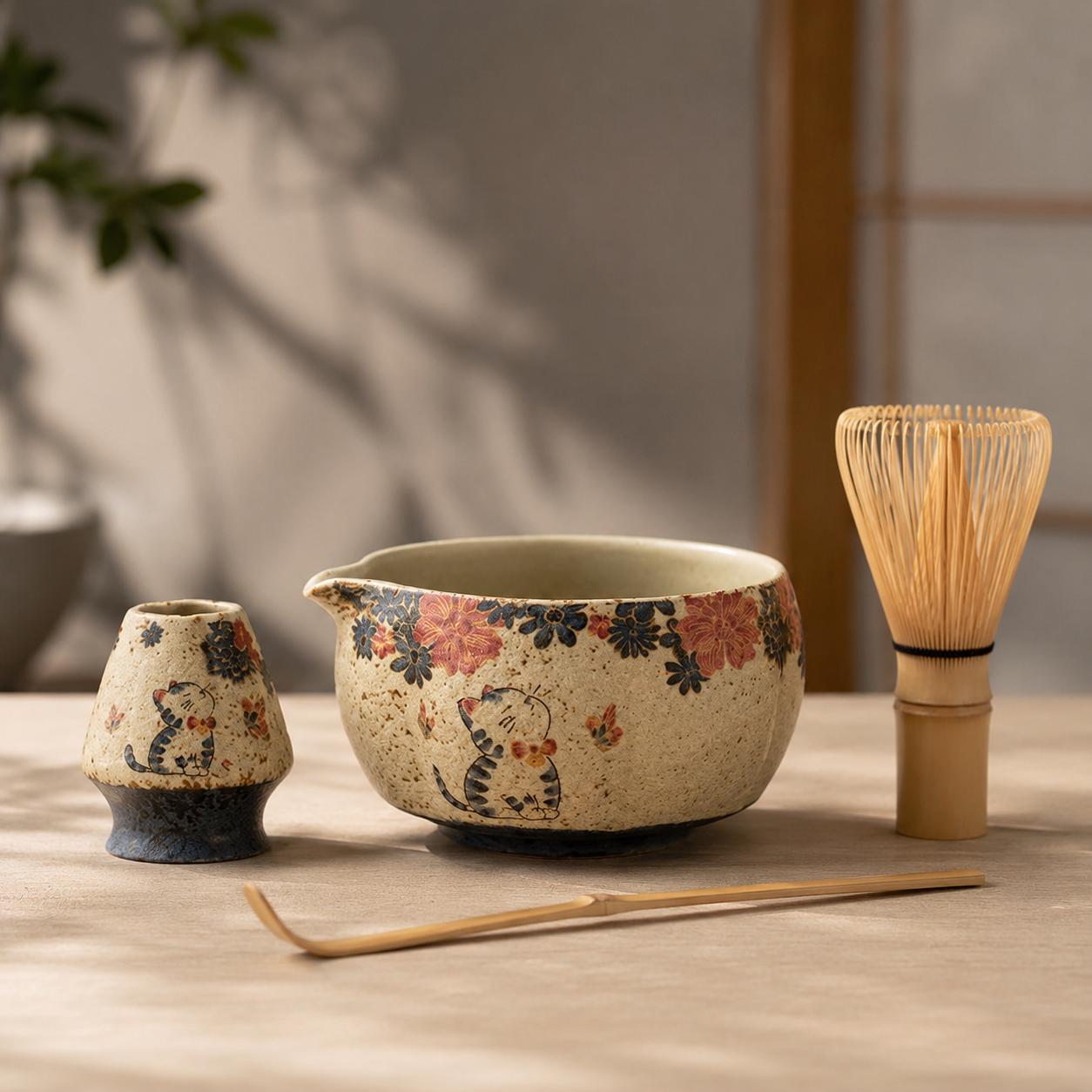 Ensemble de bols à matcha en céramique - Kit de thé minimal pour des moments de matcha tranquilles