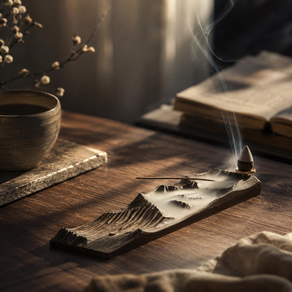 Backflow Incense Burner – Walnut Feather