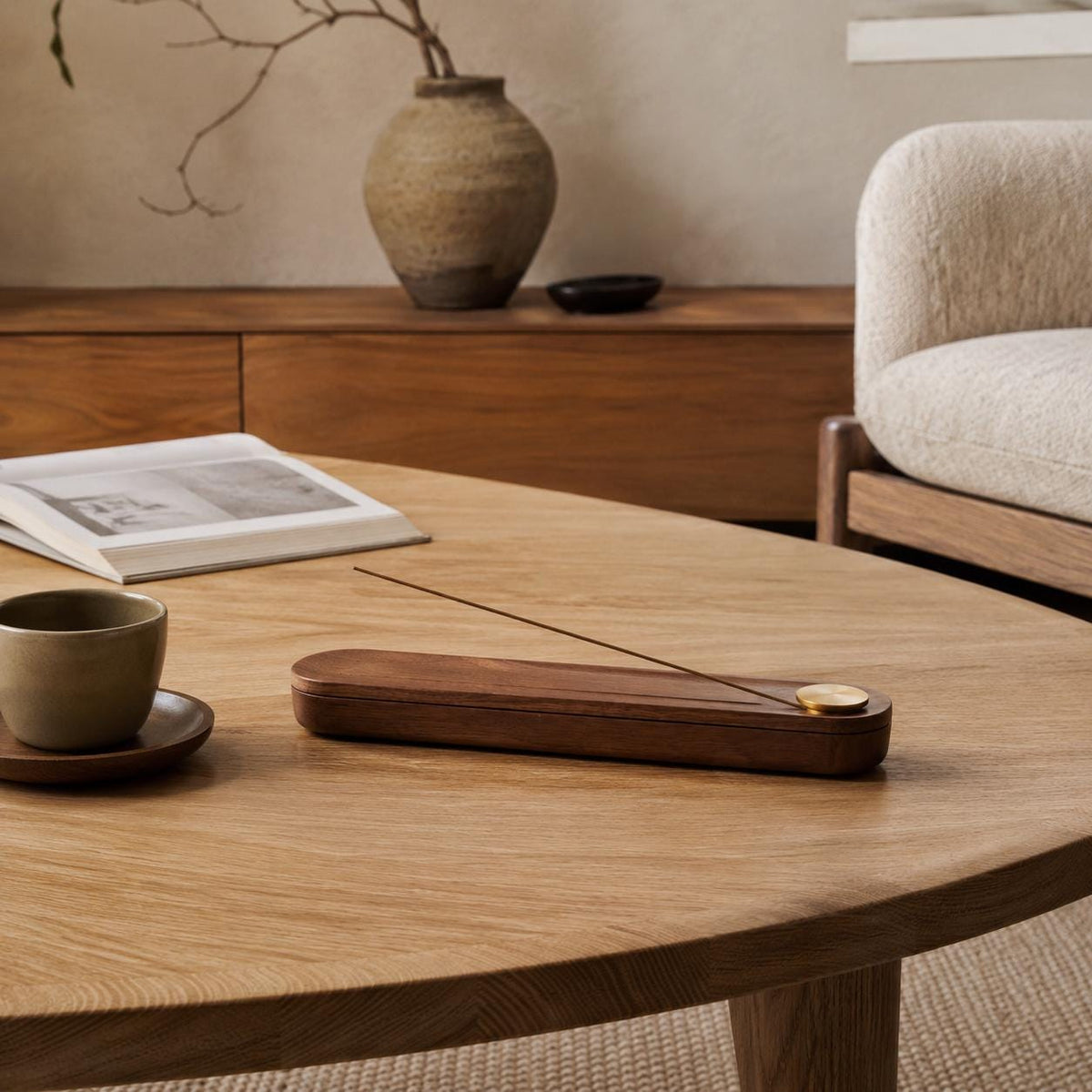 Walnut and Brass Incense Holder