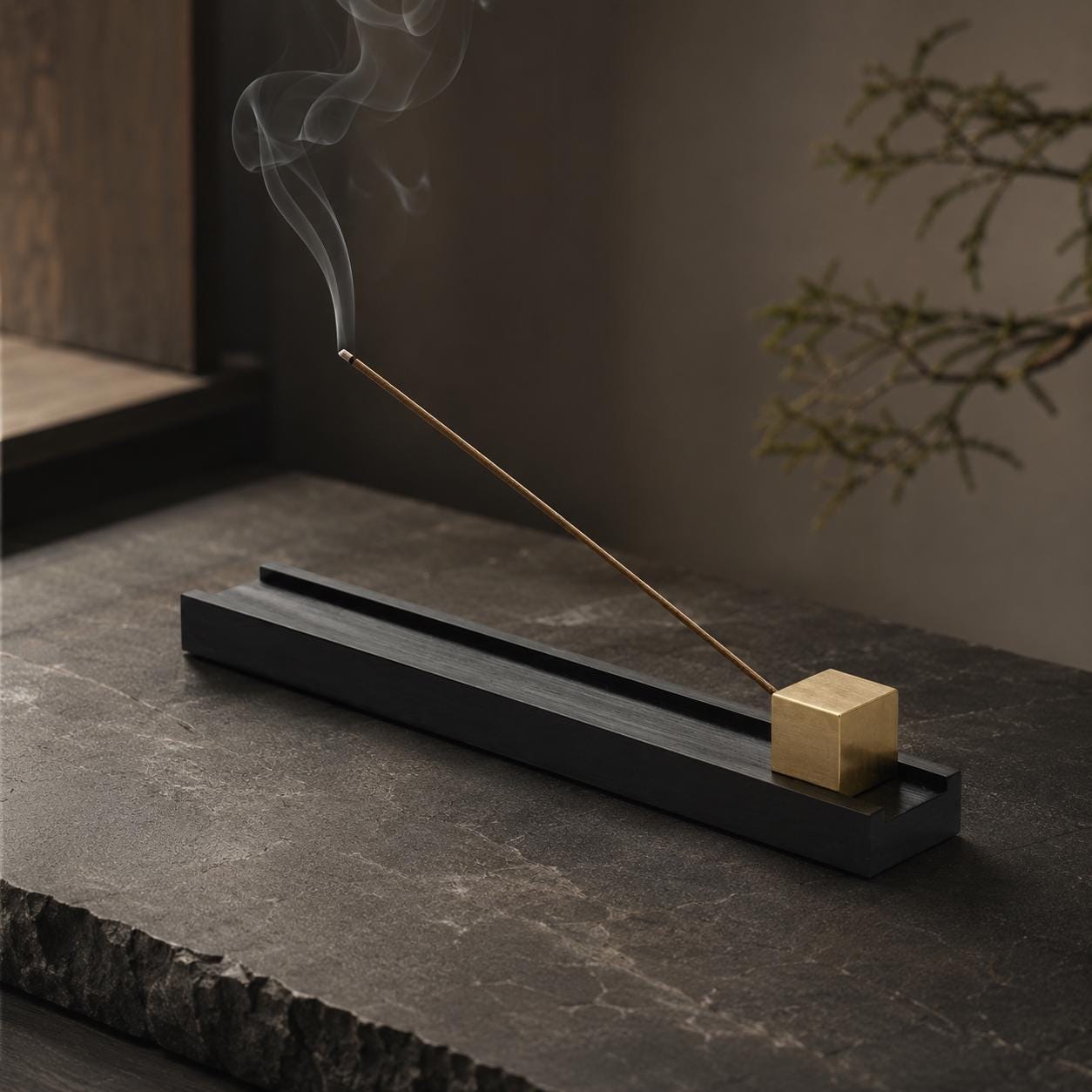 Zen Blackwood Incense Holder - Wabi Sabi Incense Burner
