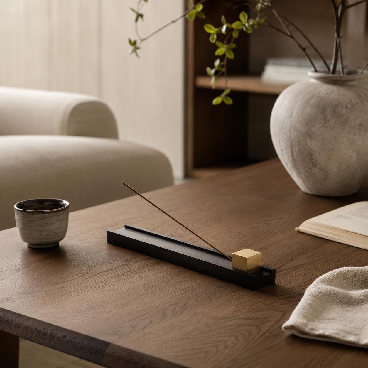 Zen Blackwood Incense Holder - Wabi Sabi Incense Burner