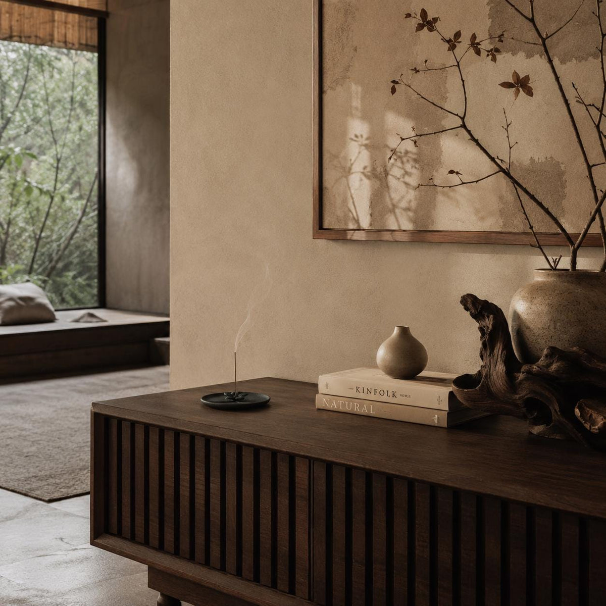 Incense Holder – Black Ceramic Flower
