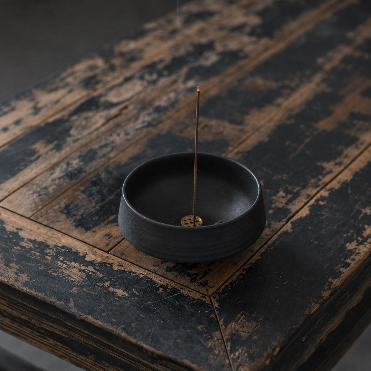 Incense Holder – With Bowl Tray Ceramic Dark