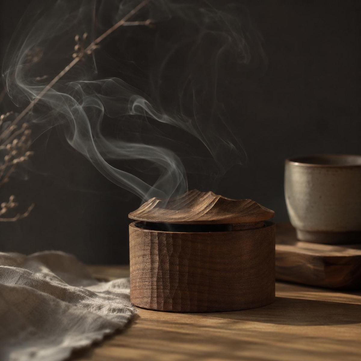 Walnut Incense Holder with Lid