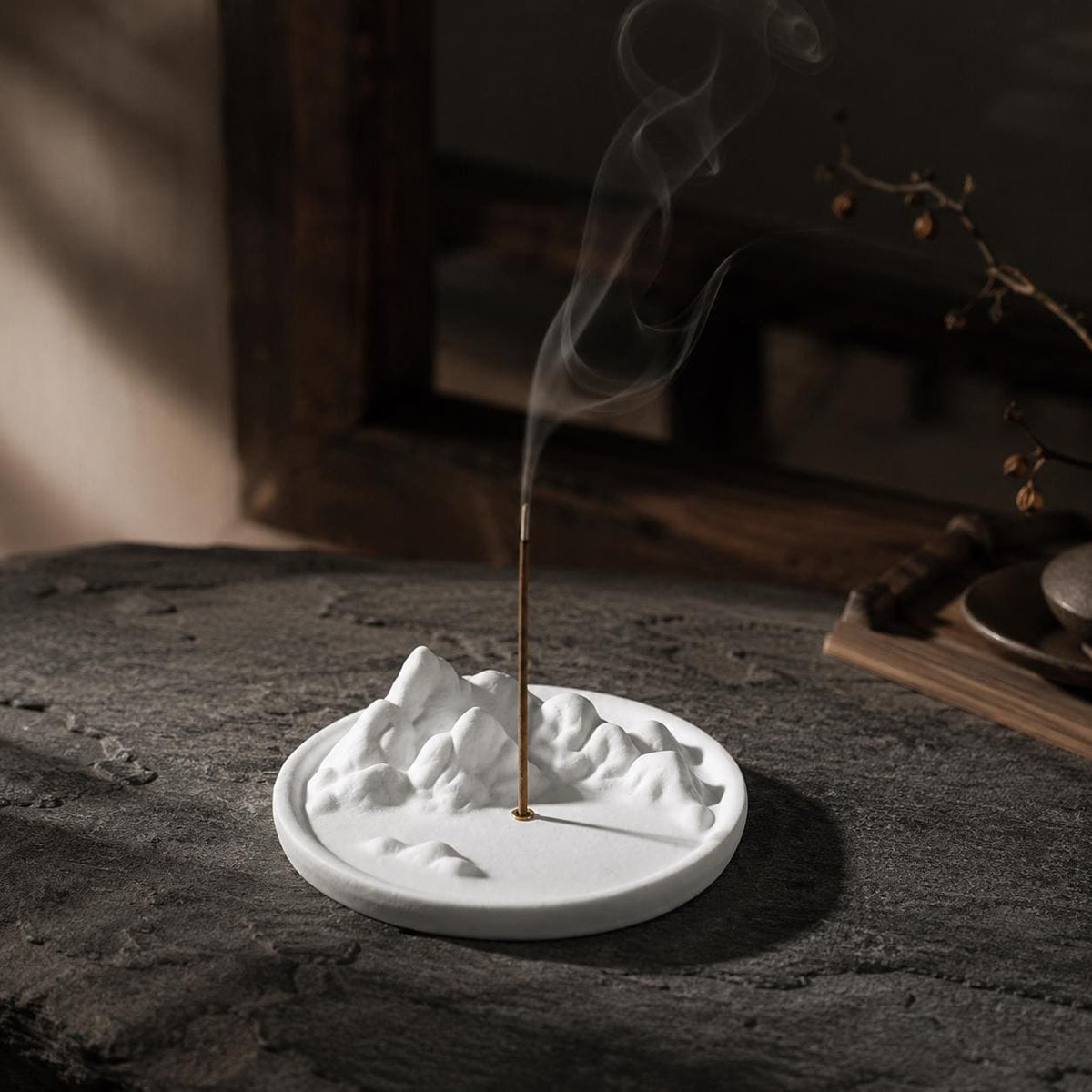 Porte-encens Wabi Sabi en plâtre pour bâtons d’encens
