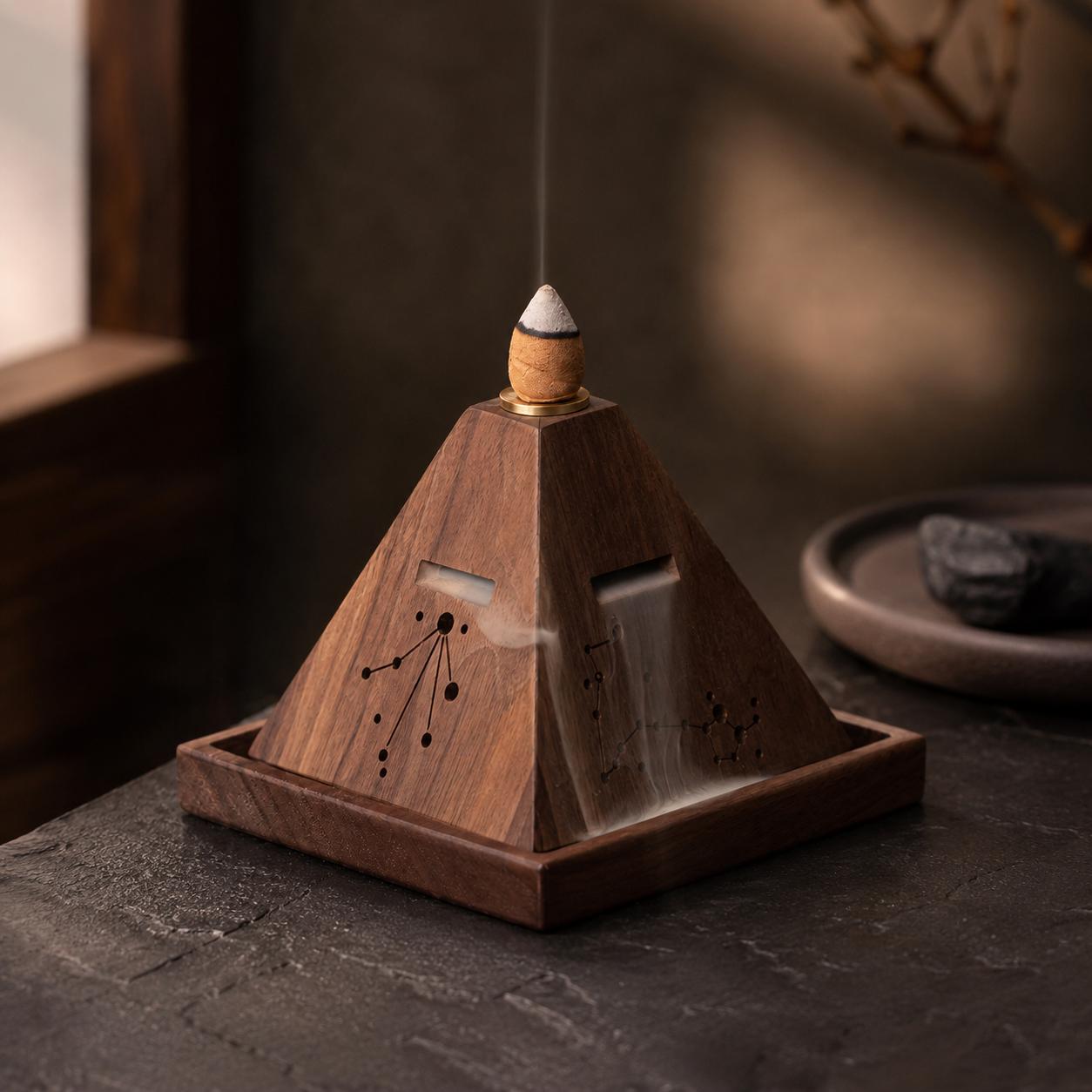 Porte-encens Zen - Brûle-encens pyramide Wabi Sabi