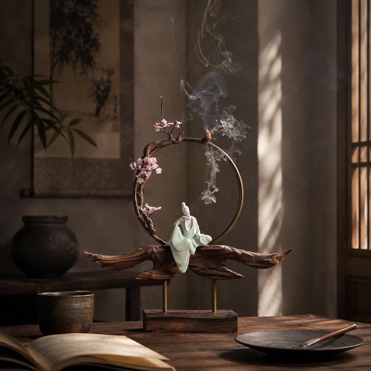 Porte-encens japonais en céramique - Brûle-encens décoratif Japandi