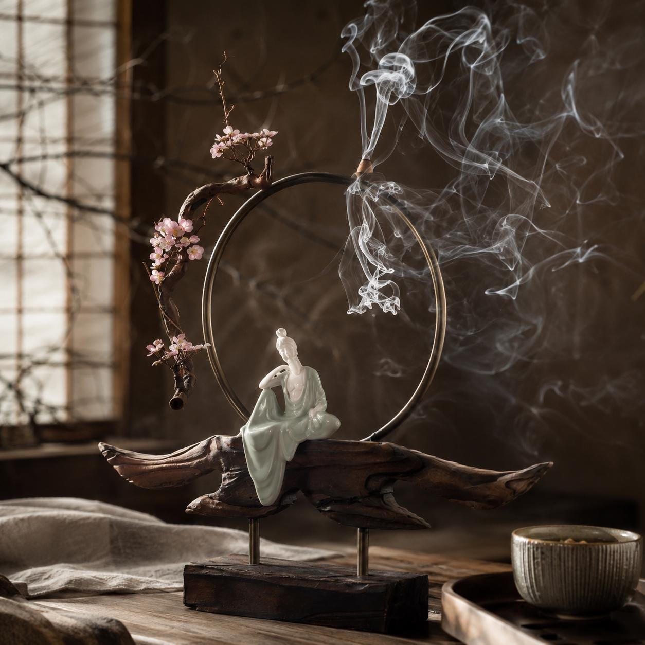 Porte-encens japonais en céramique - Brûle-encens décoratif Japandi