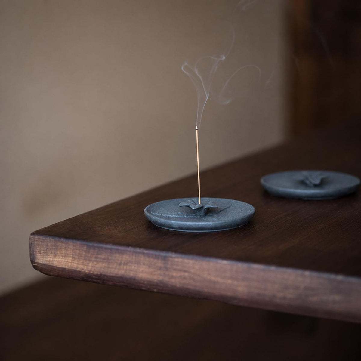 Incense Holder – Black Ceramic Flower