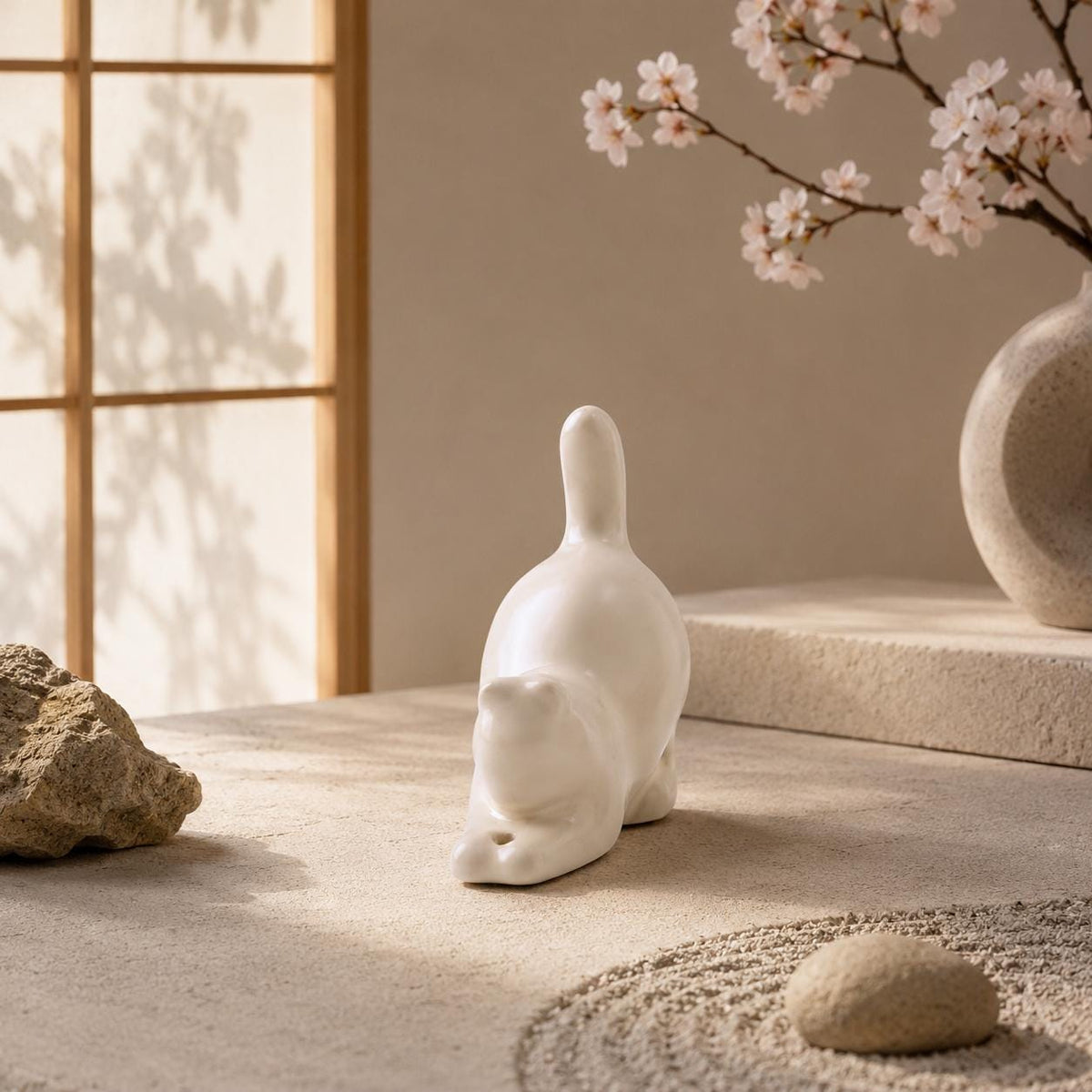 Incense Holder – Rabbit On Tray White
