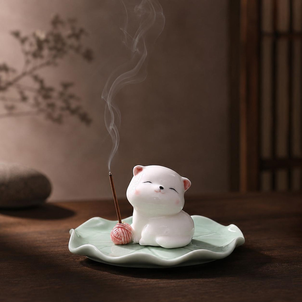 Zen ceramic incense holder, 10 cm wide, for incense sticks