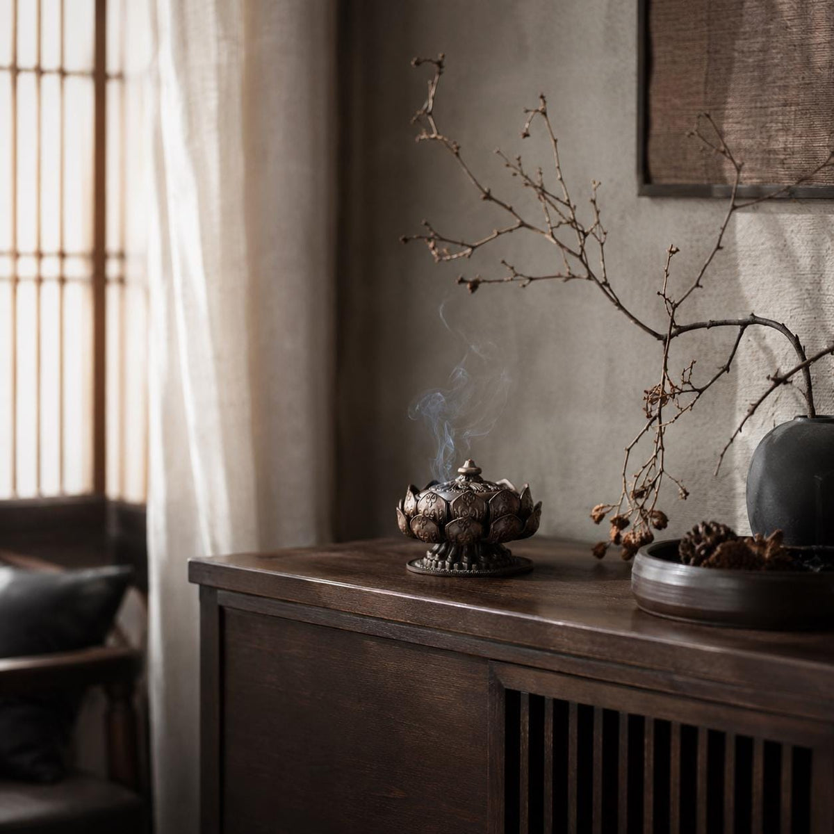 Porte-encens fleur en zinc
