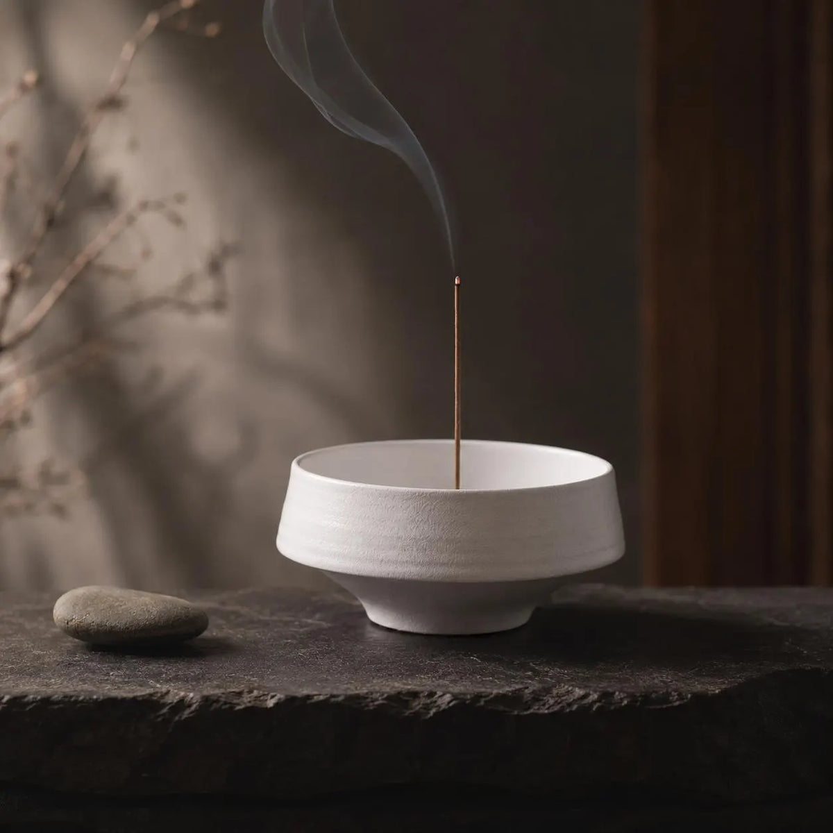 Incense Holder – With Bowl Tray Ceramic Dark