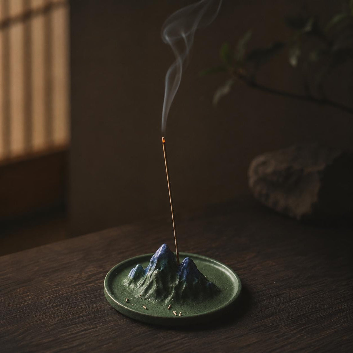 Zen ceramic incense holder, 13 cm wide, for incense sticks