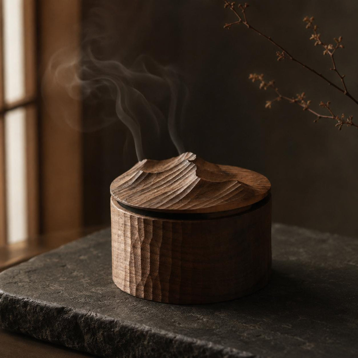 Minimalist walnut incense holder for incense coils and cones